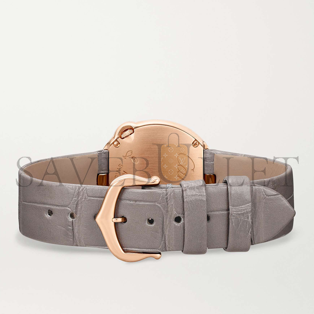 Ca*t*er ballon blanc de Ca*t*er 30mm 18-karat rose gold, alligator and diamond watch wjbl0008